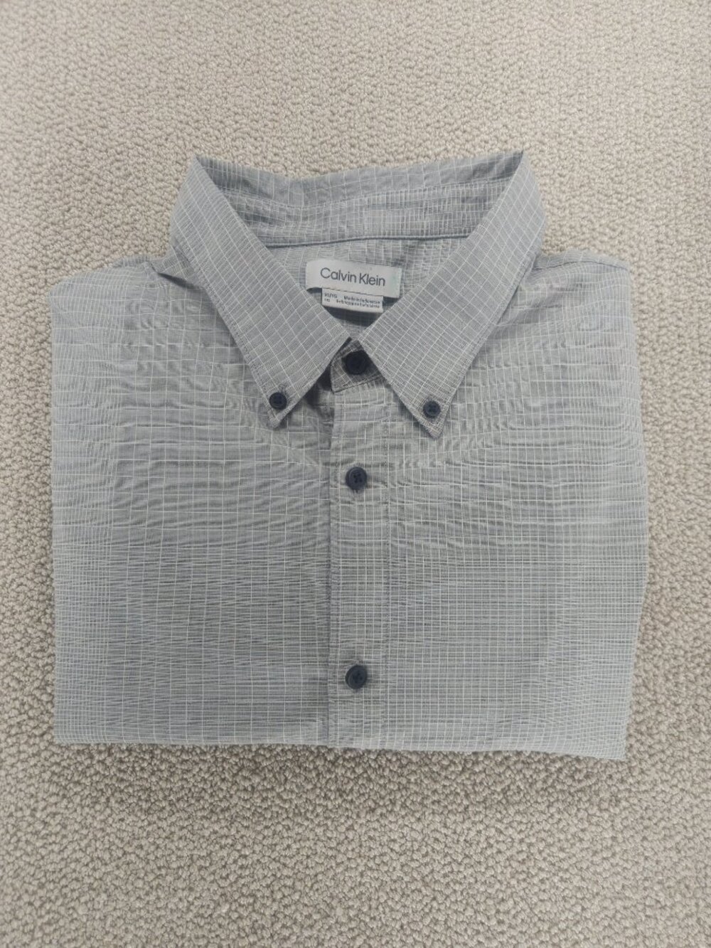 Calvin Klein Grey Check Button-Down Shirt — Size XL